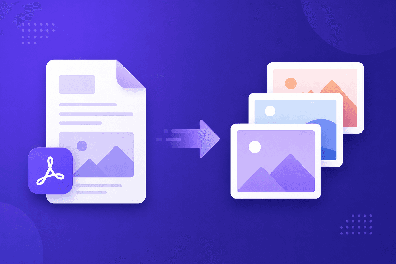 Illustration of a PDF being converted into separate images